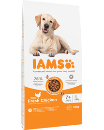 IAMS For Vitality Senior Granule pre staršie psy s kuracím mäsom veľkých plemien 12 kg