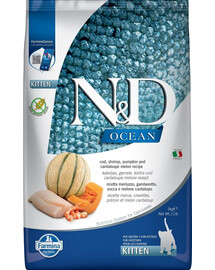 FARMINA N&D Ocean Cat Kitten  treska, krevety, tekvica a melón canatlupa pre mačiatka 5 kg