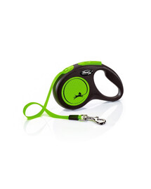 FLEXI Vodítko New Neon S pásik 5 m zelené