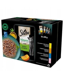 SHEBA Nature’s Collection Výber príchutí v omáčke 12x85g krmivo s kuracím, morčacím, tuniakom a lososom pre mačky
