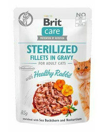 BRIT Care Sterilised Fillets in gravy 24 x 85 g králičia omáčka pre kastrované mačky