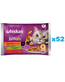 WHISKAS Adult Vidiecke príchute v omáčke 52 x 85g kúsky s jahňacím, kuracím a mrkvou, hovädzím a hydinovým mäsom