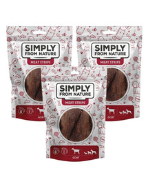 SIMPLY FROM NATURE Meat Strips Kozie stripsy pre psov 3x80 g