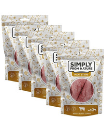 SIMPLY FROM NATURE Meat Strips Hovädzie stripsy s černuchou pre psov 5x80 g