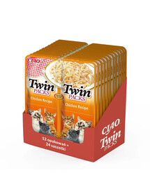 INABA Twin Kuracie mäso vo vývare pre mačky 24x40 g