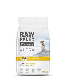 RAW PALEO Ultra Turkey Mini Adult 8kg pre dospelé psy malých plemien moriak