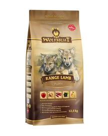 WOLFSBLUT Range Lamb Puppy suché krmivo pre šteňatá s jahňacím mäsom a hnedou ryžou 12,5 kg