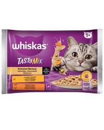 WHISKAS Tasty Mix Krémové variácie s kuracím, jahňacím a morčacím mäsom v omáčke 4x85g
