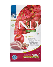 FARMINA N&D Quinoa Cat Hairball Duck 1,5 kg Krmivo s jablkom a brusnicou