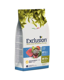 EXCLUSION MonoProtein Noble Grain medium breed dogs krmivo pre psy stredných plemien s tuniakom 12 kg