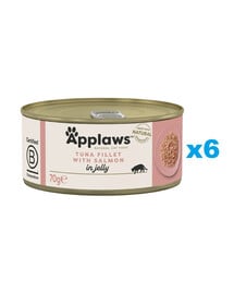 APPLAWS Cat Adult Tuna Fillet with Salmon in Jelly tuniak a losos v želé 6x70g