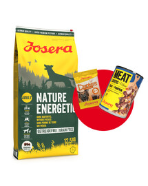 JOSERA Nature Energetic 12,5kg + Meatlovers 400g & Denties 180g ZADARMO