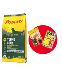 JOSERA YoungStar 12,5kg + Meatlovers 400g & Denties 180g ZADARMO