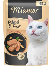 MIAMOR Pate and Filet with Chicken 85 g Maškrta s kúskami kuraciny