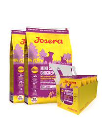 JOSERA Mini Salmon and Chicken 2 x 10kg pre dospelých malých psov + 5 x 900 g ZADARMO