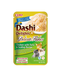INABA Cat Dashi Delights Delicate Flakes kuracie mäso, tuniak a hrebenatky 40 g