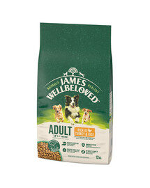 JAMES WELLBELOVED Adult 12 kg Kompletné krmivo pre dospelých psov vo veku 1-7 rokov bohaté na morku a ryžu