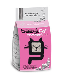 BAZYL Ag+ Compact Baby Powder 10 L bentonitové stelivo s nano striebrom s vôňou detského púdru pre mačky