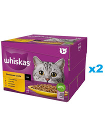 WHISKAS Adult Hydinové hody v omáčke 48x85 g kúsky s kuracím, kačacím, hydinovým, morčacím pre dospelé mačky