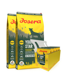 JOSERA YoungStar 2 x 12,5 kg pre šteniatka a mladých psov + 5 x 900 g ZADARMO