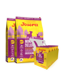 JOSERA Mini Deluxe 2 x 10 kg pre dospelých psov miniatúrnych plemien + 5 x 900g ZADARMO