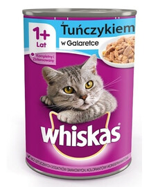 WHISKAS Adult konzerva 12x400 g - kompletné krmivo pre dospelé mačky, kúsky s tuniakom v želé