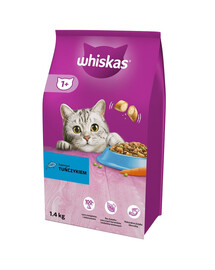 WHISKAS Adult 1,4 kg suché kompletné krmivo pre dospelé mačky s lahodným tuniakom