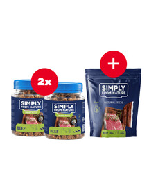 SIMPLY FROM NATURE Smart Bites Hovädzie tréningové maškrty 2 x 130 g + maškrta ZADARMO