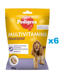 PEDIGREE Multivitamins Digestion doplnkové tráviace krmivo pre dospelých psov kuracia príchuť 6x180 g