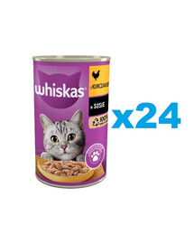 WHISKAS Adult 24x400 g Kompletné krmivo pre dospelé mačky s kuracím mäsom v omáčke