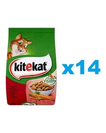 KITEKAT suché krmivo pre mačky s hovädzím mäsom a zeleninou 14x300g
