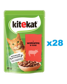 KITEKAT Hovädzie mäso v omáčke 28x85 g pre dospelé mačky