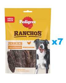 PEDIGREE Ranchos Jerkies 7x180g bezobilné doplnkové krmivo pre dospelé psy s kuracím mäsom