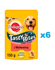 PEDIGREE Tasty Bites Chewy Slices maškrty pre psov s hovädzím mäsom 6x155g