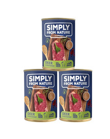 SIMPLY FROM NATURE Konzerva pre psov Jelenie mäso s pohánkou 3x400g