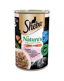 SHEBA Nature's Collection 400g Konzerva pre mačky s lososom, batátmi a zelenými fazuľkami v omáčke