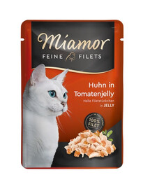 MIAMOR Feline Filets Chicken 6×100g S kuracím mäsom a paradajkou v želé