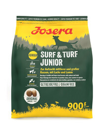 JOSERA Surf & Turf Junior 900 g bezobilninové krmivo pre šteňatá z lososa a jahňacieho mäsa