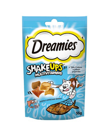 DREAMIES ShakeUps Multivitamins 55g pochúťka z morských plodov pre mačky