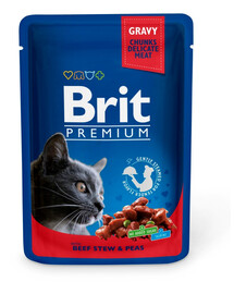 BRIT Premium Cat Adult Kapsička s hovädzím mäsom a hráškom 24 x 100 g