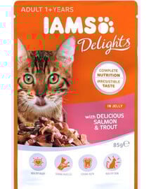 IAMS Cat Adult All Breeds Salmon & Trout In Jelly Pouch 85 g