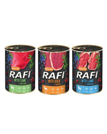 DOLINA NOTECI RAFI Konzerva pre psa Mix príchutí 36 x 400 g