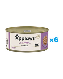 APPLAWS Cat Adult Mackerel with Sardine in Broth makrela a sardinky vo vývare 6x156 g