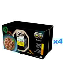 SHEBA Nature’s Collection vaničky s príchuťou hydiny 32x85 g kompletné krmivo pre dospelé mačky v omáčke s kúskami kuracieho, morčacieho