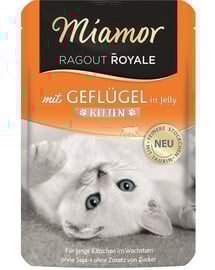 MIAMOR Ragout Royale 100 g Maškrta s hydinou pre mačiatka v želé