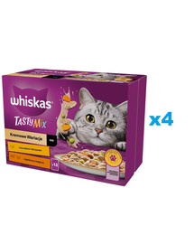 WHISKAS Adult kapsička 12x85g Krémové krmivo pre dospelé mačky v omáčke s kuracím mäsom a zeleninou, jahňacím a morčacím mäsom