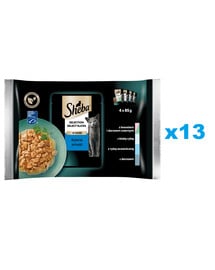 SHEBA Selection Select Slices Rybné Smaki 52x85g kompletné krmivo pre mačky v omáčke s lososom a čiernou treskou, biela ryba, morská ryba, treska