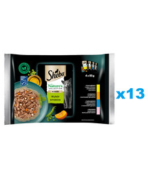 SHEBA Nature’s Collection Výber príchutí 52x85 g kompletné krmivo pre dospelé mačky v omáčke s kúskami kuracieho, morčacieho, tuniaka, lososa
