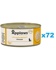 APPLAWS Cat Adult Mousse Chicken pena s kuracím mäsom 72x70g