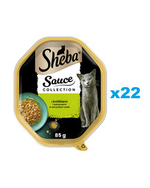 SHEBA Sauce Collection vanička 22x85 g kompletné krmivo pre dospelé mačky kúsky s králikom a zeleninou v omáčke